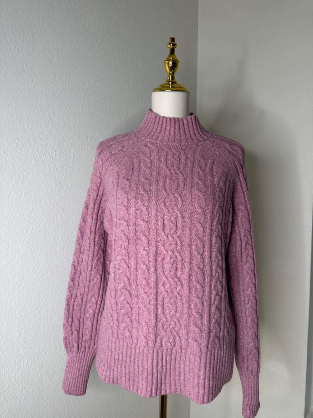 Rachel Zoe Dusty Rose Cable Mock-Neck Sweater
